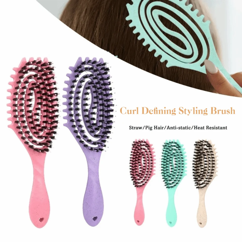 

Bristle Hollow Hollow Comb Anti-Static Boar Bristle Anti-Static Styling Brush Arc-Shaped Design Hollow Out Arc-Shaped Comb