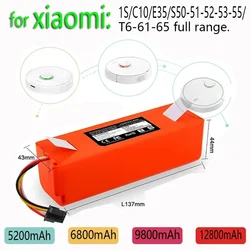 14.4V 12800mAh Robotic Vacuum Cleaner Replacement Battery For Xiaomi Roborock  S51 S5  S55 S60 S65 S50  MAX S6 Parts