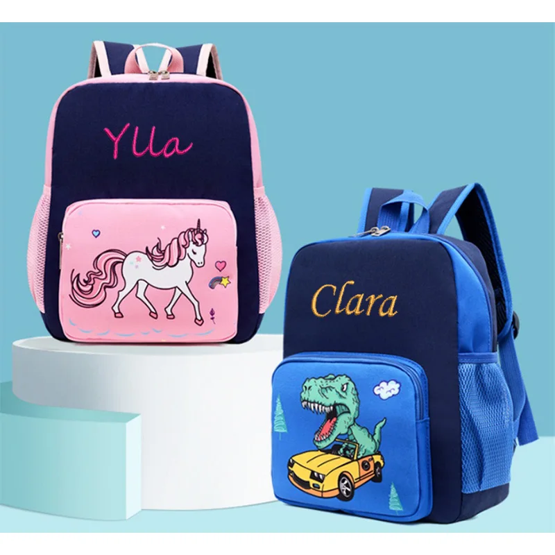 

Customized Cartoon kindergarten Backpack with Embroidered Name Contrast Light Children's Waterproof Backpack