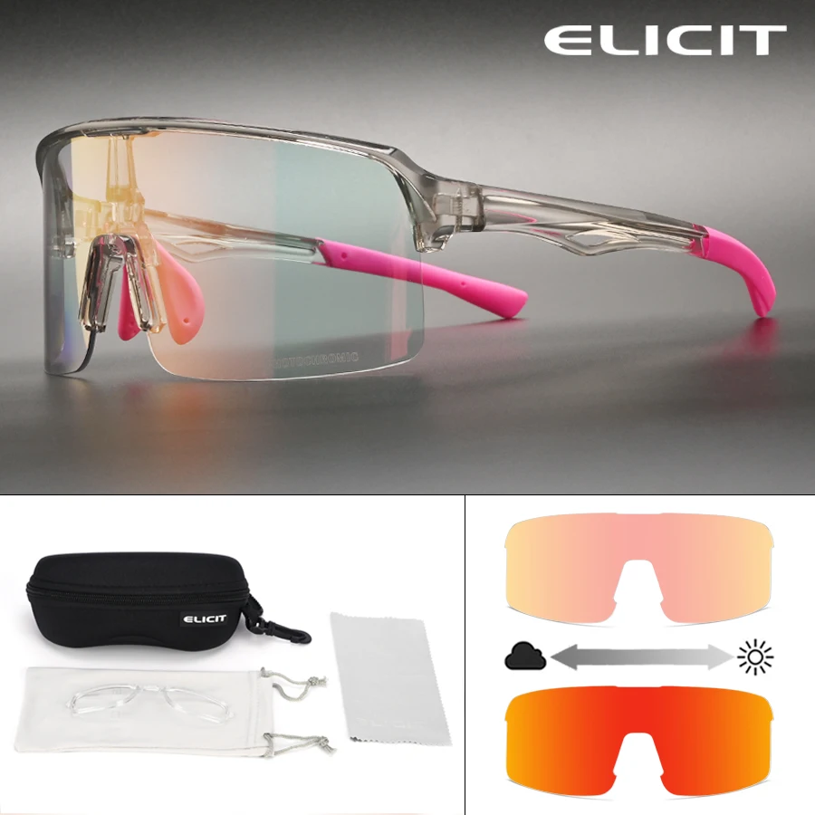 ELICIT Photochromic Fashion Sunglasses TR90 Men Women Bike Riding Glasses Runing Drving Cycling Sports UV400 MTB Eyewear E807