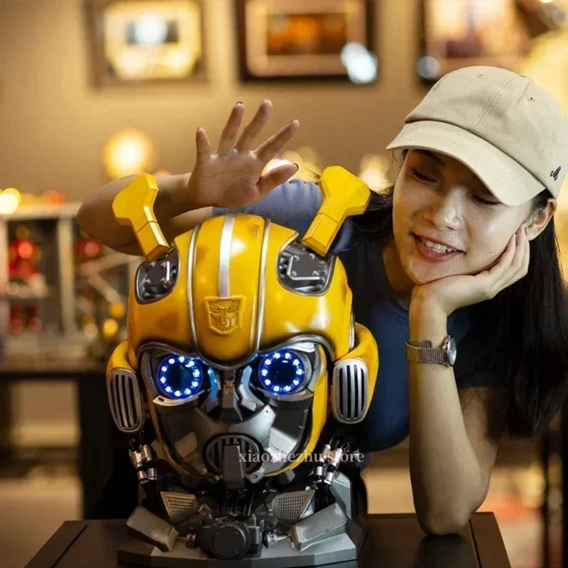 

Genuine Transformers Bumblebee 1:1 Helmet Anime Fiugre Wearable Face Changing With Speakers Model Doll Decor Toy Christmas Gifts