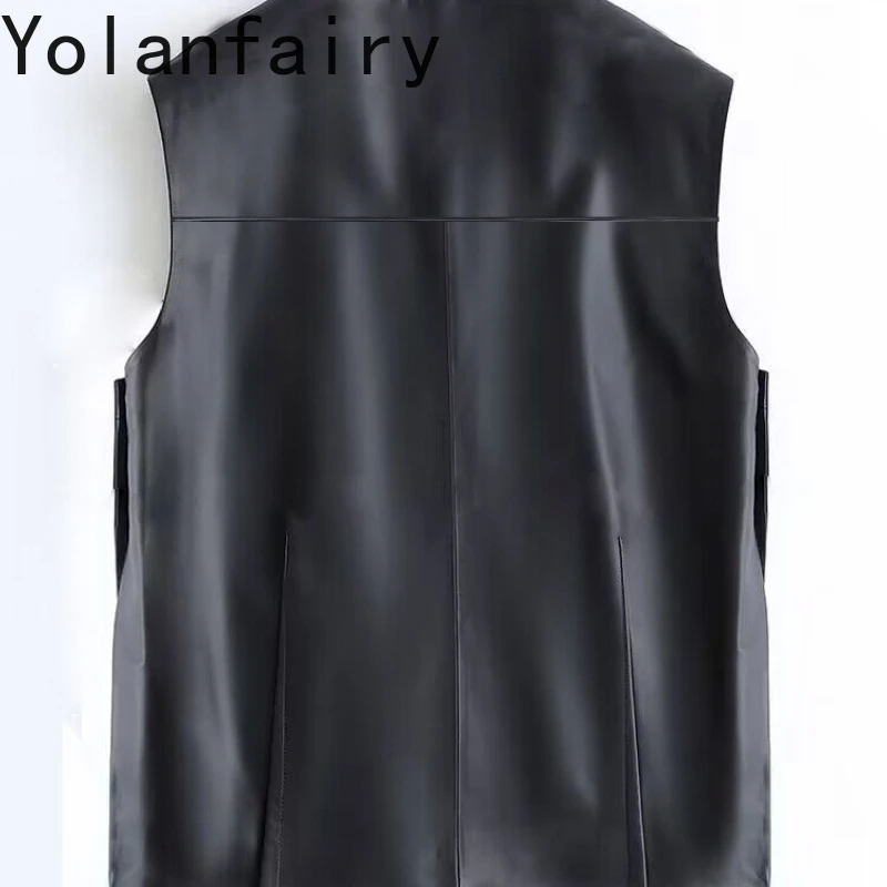 YOLANFAIRY Leather Jacket Women Genuine Sheepskin New in Jackets Spring Summer Loose Vest Women's Clothing Sleeveless Style Coat