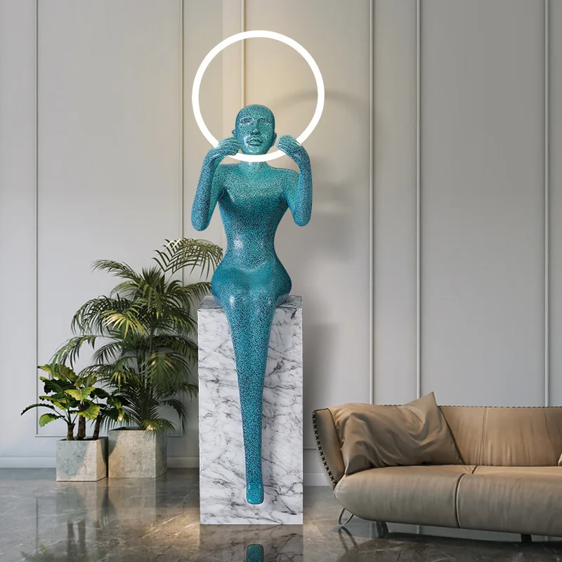 

Современный внутренний светоизлучающий диод, синяя скульптура, торшер, декоративный торшер с мраморным основанием