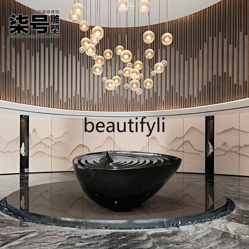 

Sales Office Decoration Hotel Lobby Floor Sculpture Water Feature Fiberglass Artwork