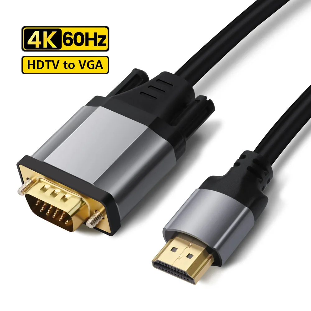 1080P HDMI-compatible to VGA Converter Adapter Cable Male to Male Digital Analog Converter For PC Laptop Tablet HDTV Projector