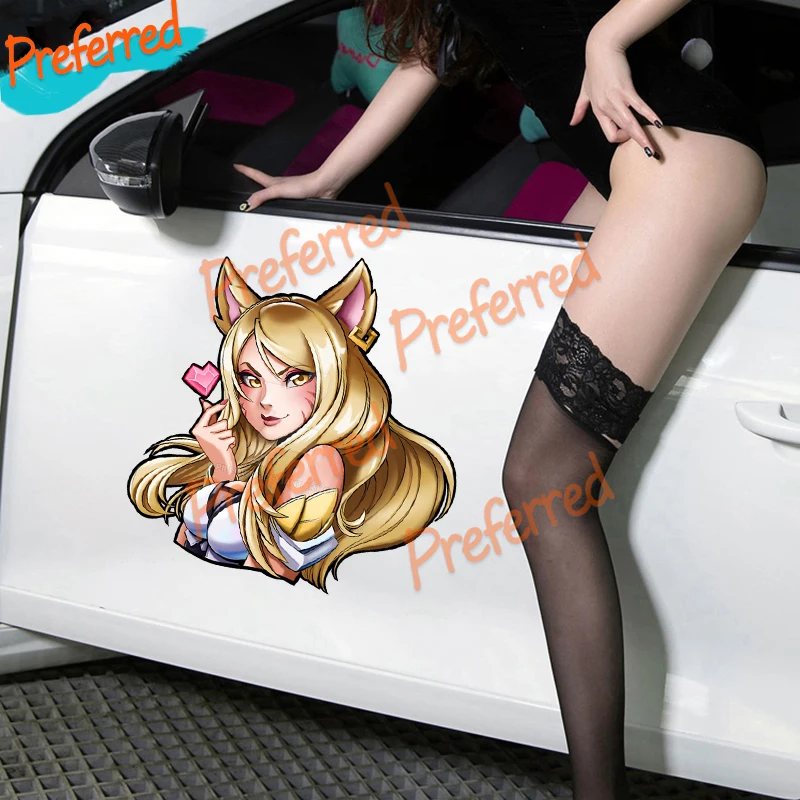 LOL League of Legends KDA Ahri The Nine-Tailed Fox Cartoon Graphics Vinyl Decals for Laptop Auto Car Stickers Motorcycle Phone