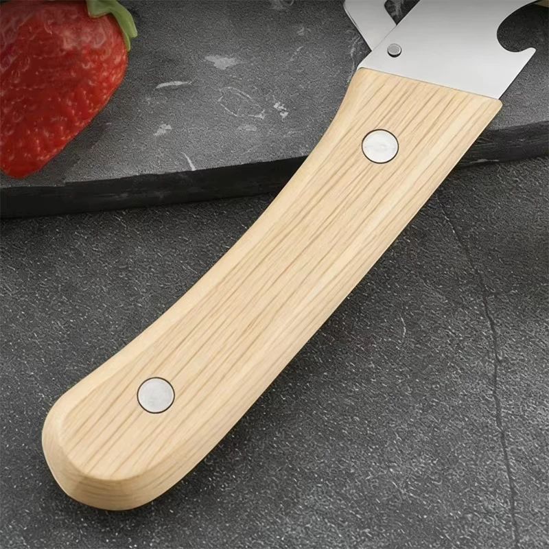 Descascador multifuncional de aço inoxidável com cabo de madeira maciça, utensílio de cozinha para descascar frutas e legumes._voghion.com