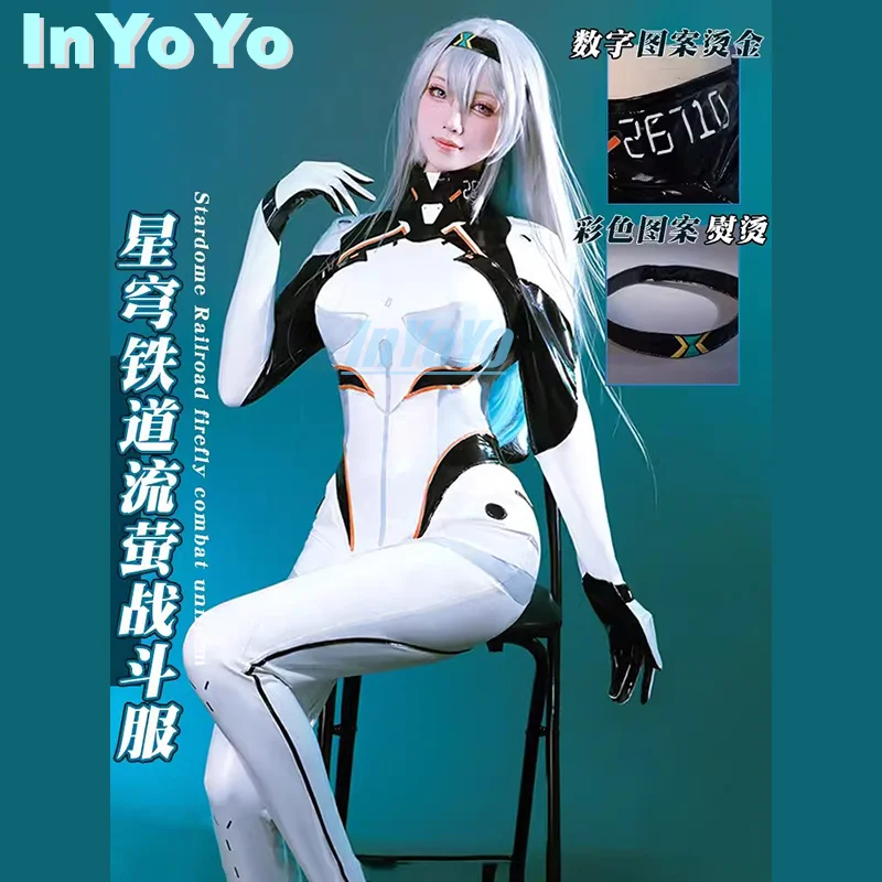 

InYoYo Firefly Cosplay Costume Honkai: Star Rail PU Combats Suit Jumpsuit Set Bodysuit Uniform Halloween Carnival Party Outfit