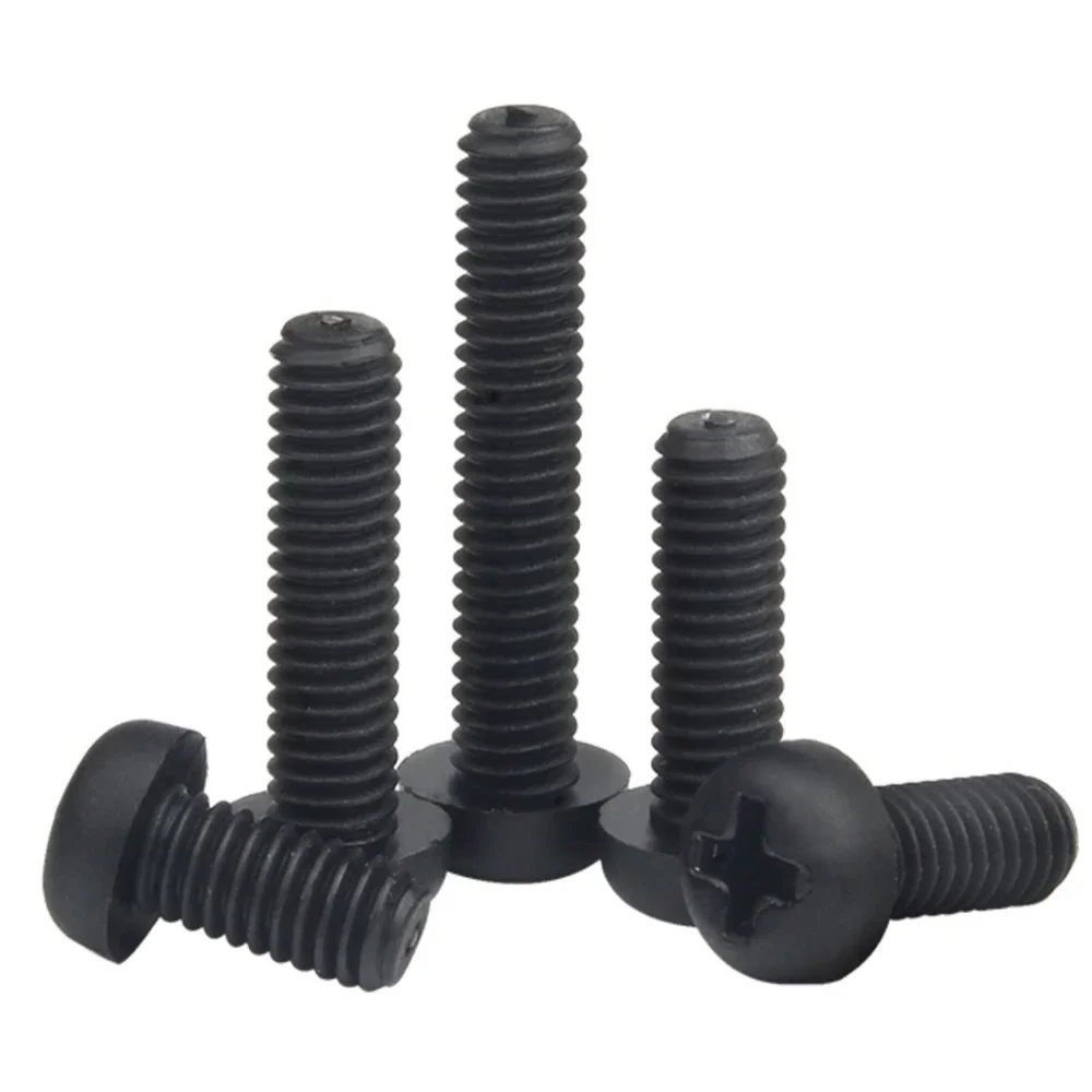 20-100Pcs M2 M2.5 M3 M4 M5 M6 M8 Metric Thread Black or White Nylon Plastic Phillips Pan Head Cross Round Screw Bolt L=4-60mm