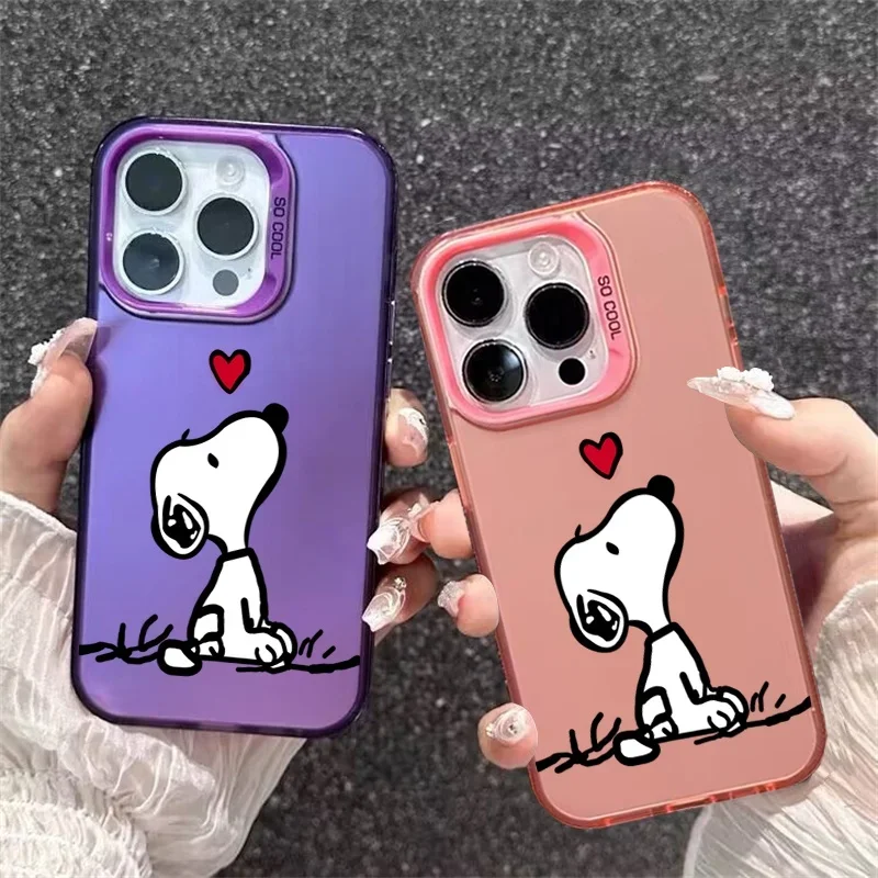 Vollbild-Snoopy-Gehäuse für OPPO A15 A35 A18 A38 A3X A5X A55 A36 A17 A58 A57 A78 A98 A60 A16K Hülle Hard IMD stoßfeste Abdeckung