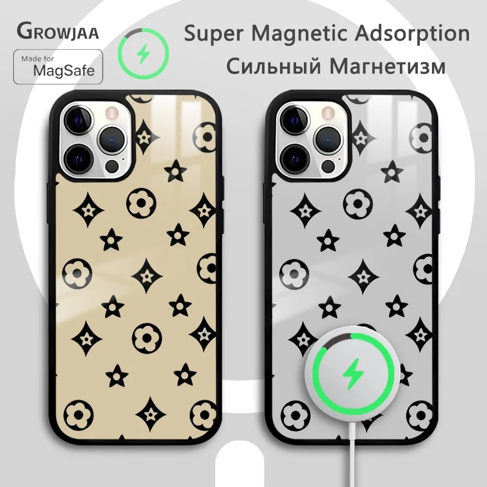 

Vintage Luxury Phone Case For iPhone 16 15 14 13 12 11 Pro Max Plus Mini New Magsafe Mirror Wireless Magnetic Cover