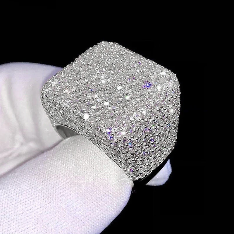 Huitan Quadratische Damenringe mit glänzendem Zirkonia für Hochzeit, Verlobung, Party, edle Luxus-Accessoires, Schmuck, Geschenk – Detail 6