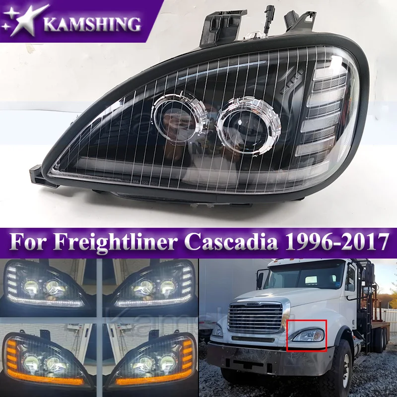 Faro Delantero Kamshing para Freightliner Cascadia 1996-2017, Faro LED, Lámpara Delantera