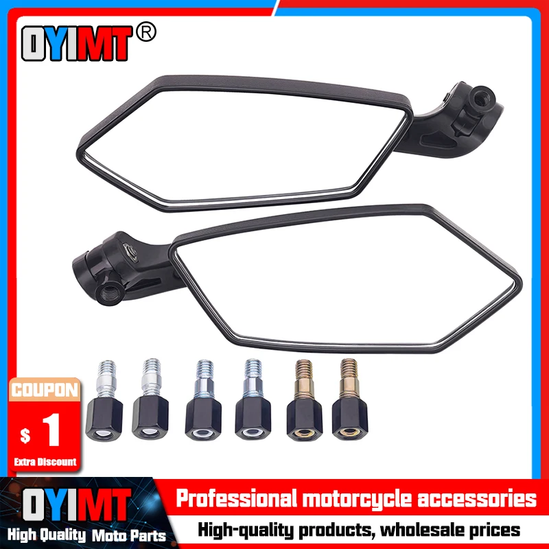 

Motorcycle Rearview Rear View Mirror Universal 8mm 10mm Hand Side Back Set Left Right Handle Bar End Side Mirrors Aluminum