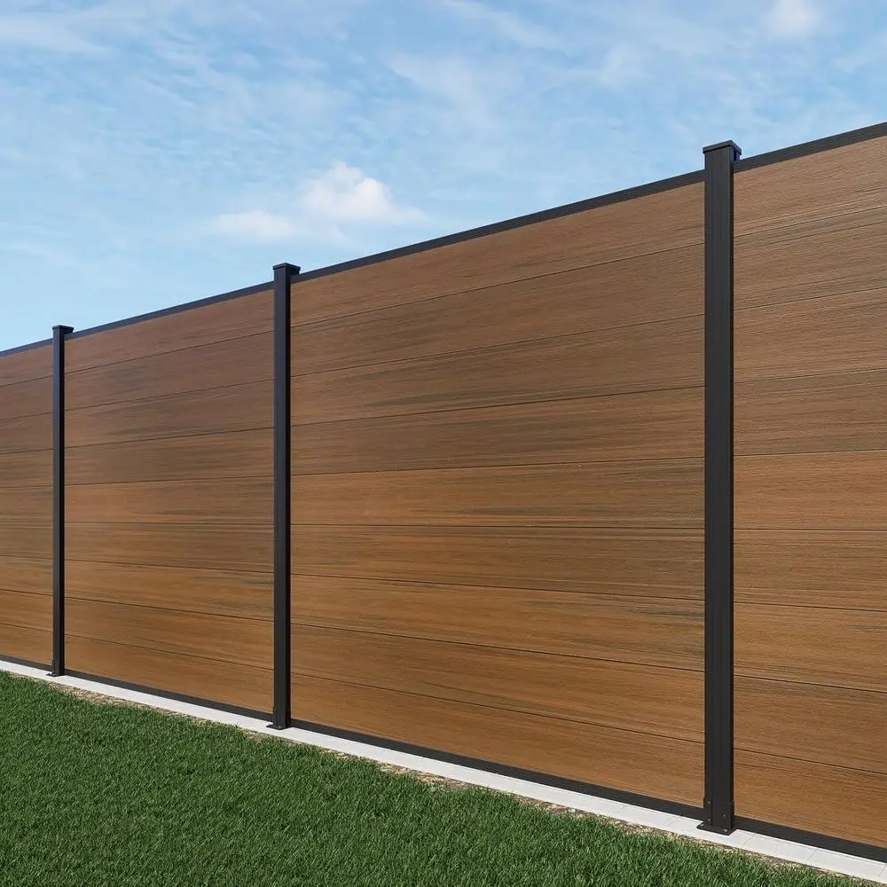 

6ft x 6ft Outdoor Privacy Fence Panel, Windproof, Composite Wood, with 1 Post, Suitable for Yard, Garden, Backyard, and Pool Are