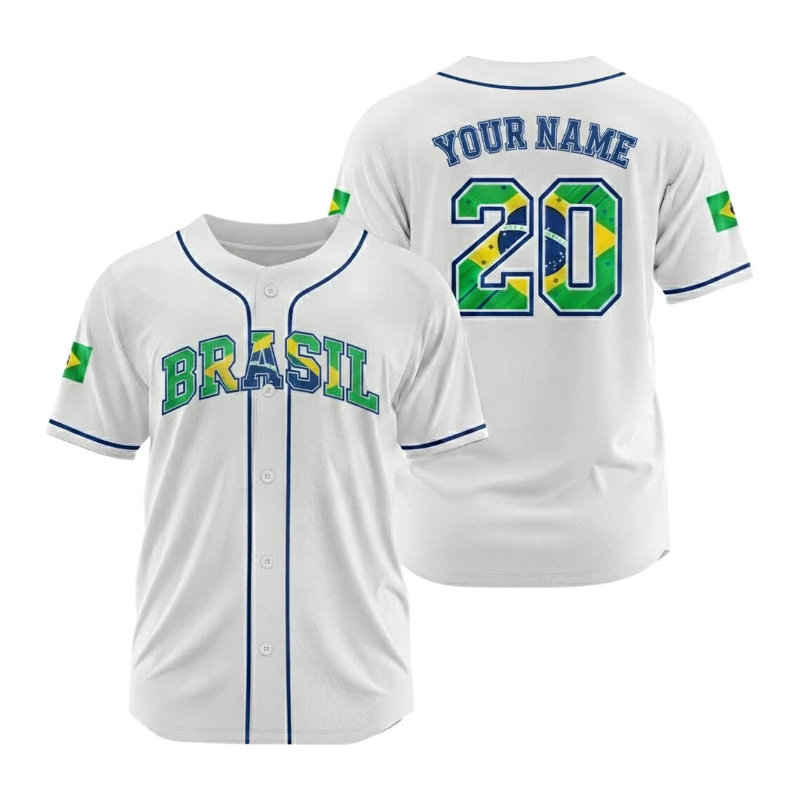 Custom Brazil Flag Baseball Jersey