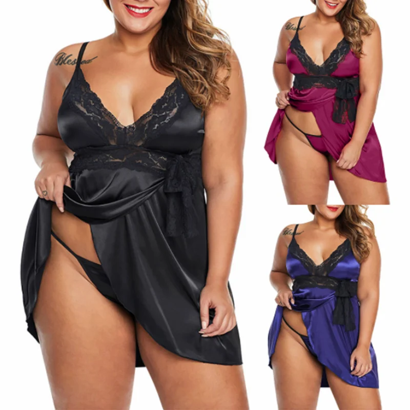 

Sexy Nightwear Erotic Costumes See Through Sexy Nightgown Mesh Sleeping Dress Female Erotic Underwear Summer Plus Size Lingerie