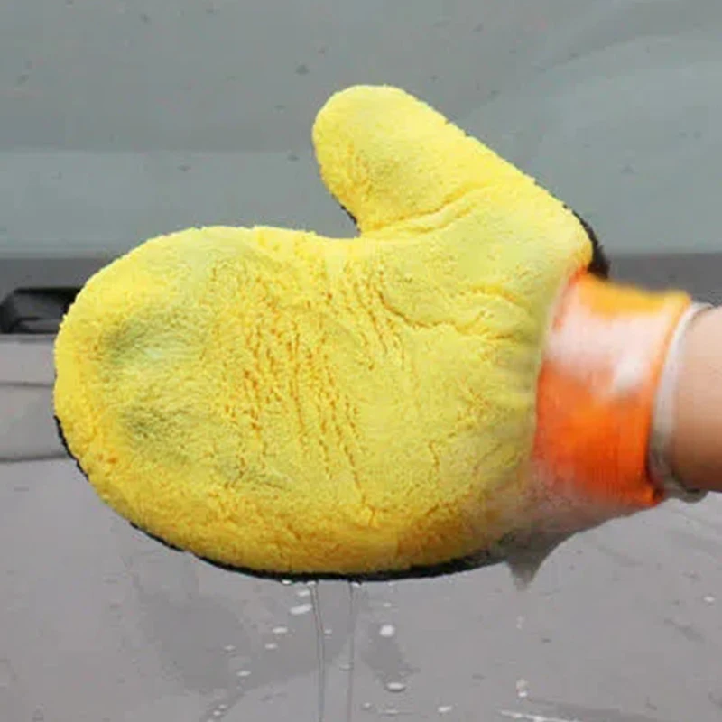 Car Wash Cleaning Glove Brush Thick Double-faced Microfiber Coral Fleece Gloves Car Cleaning Mitt Auto Wax Detailing Care Brush