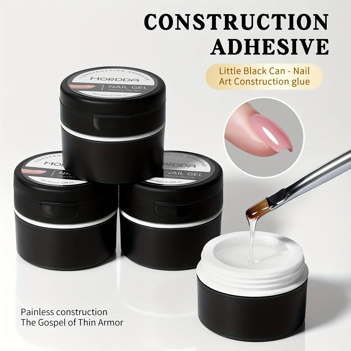 Klej budowlany MORDDA w kolorze czarnym, łatwy w formowaniu, trwały i wzmocniony klej bazowy, uniwersalny klej do lakieru do paznokci.