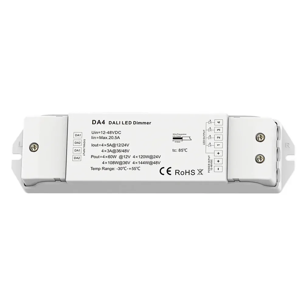 Skydance DALI CV PWM Dimmer DC12 24V 1/4 Channel PWM Dimming Controller for Single Dual White RGB RGBW Color Led Strip Light