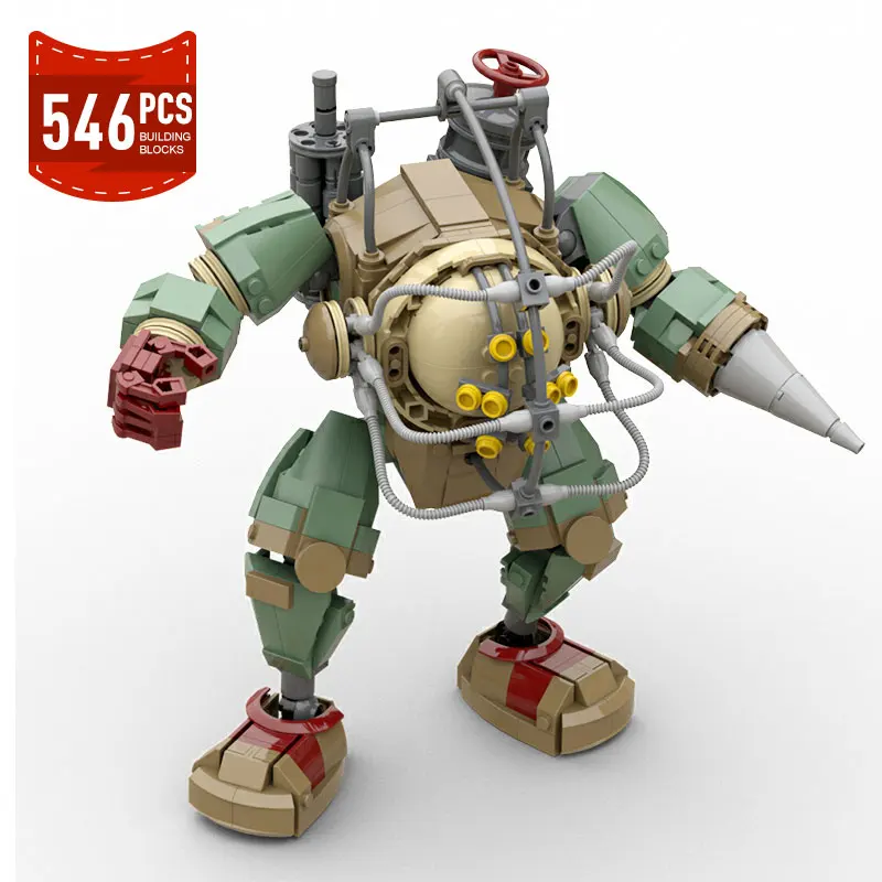 Moc BioShocked Robot Big Daddyed Building Blocks Set Shooting Game Characters Mech Model Bricks Assemble Toys Birthday Gifts