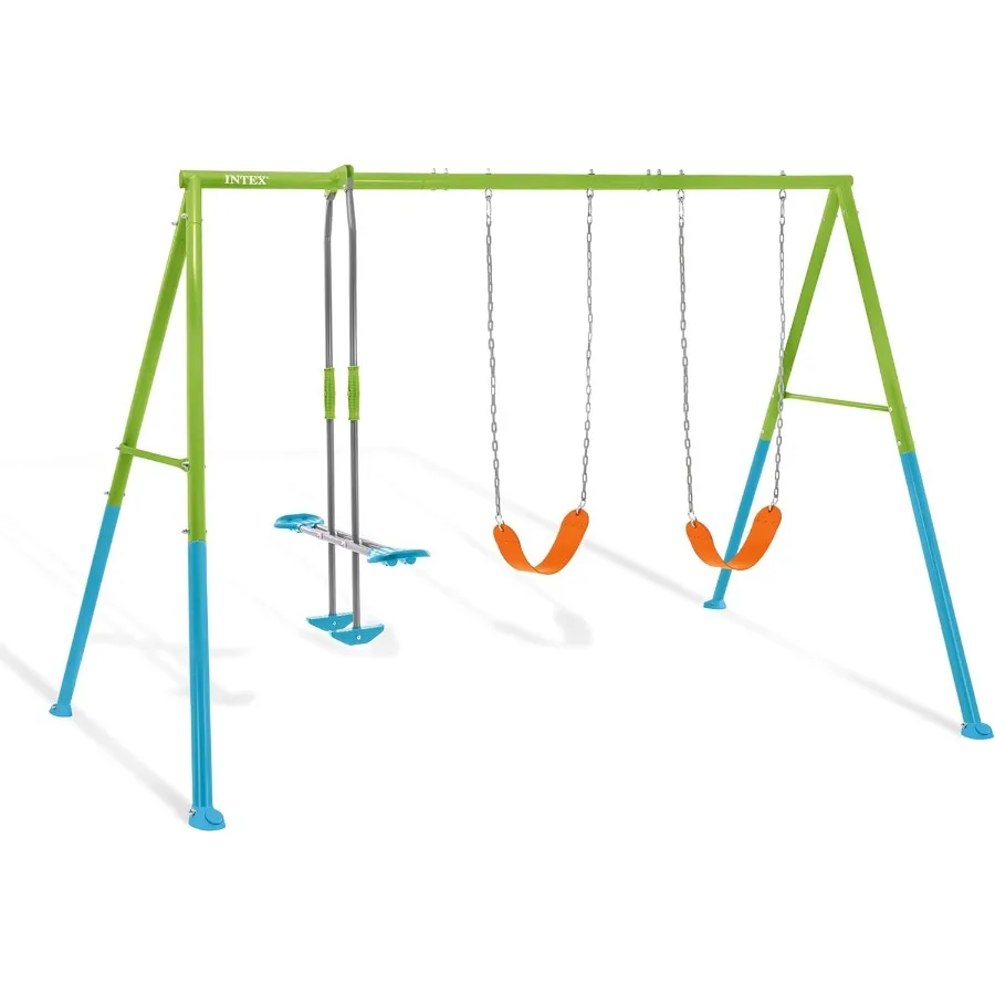 

INTEX Heavy Duty Backyard Feature Swing Set with Durable Steel Frame and Weather-Resistant Green Fabric for Long-Lasting Outdoo