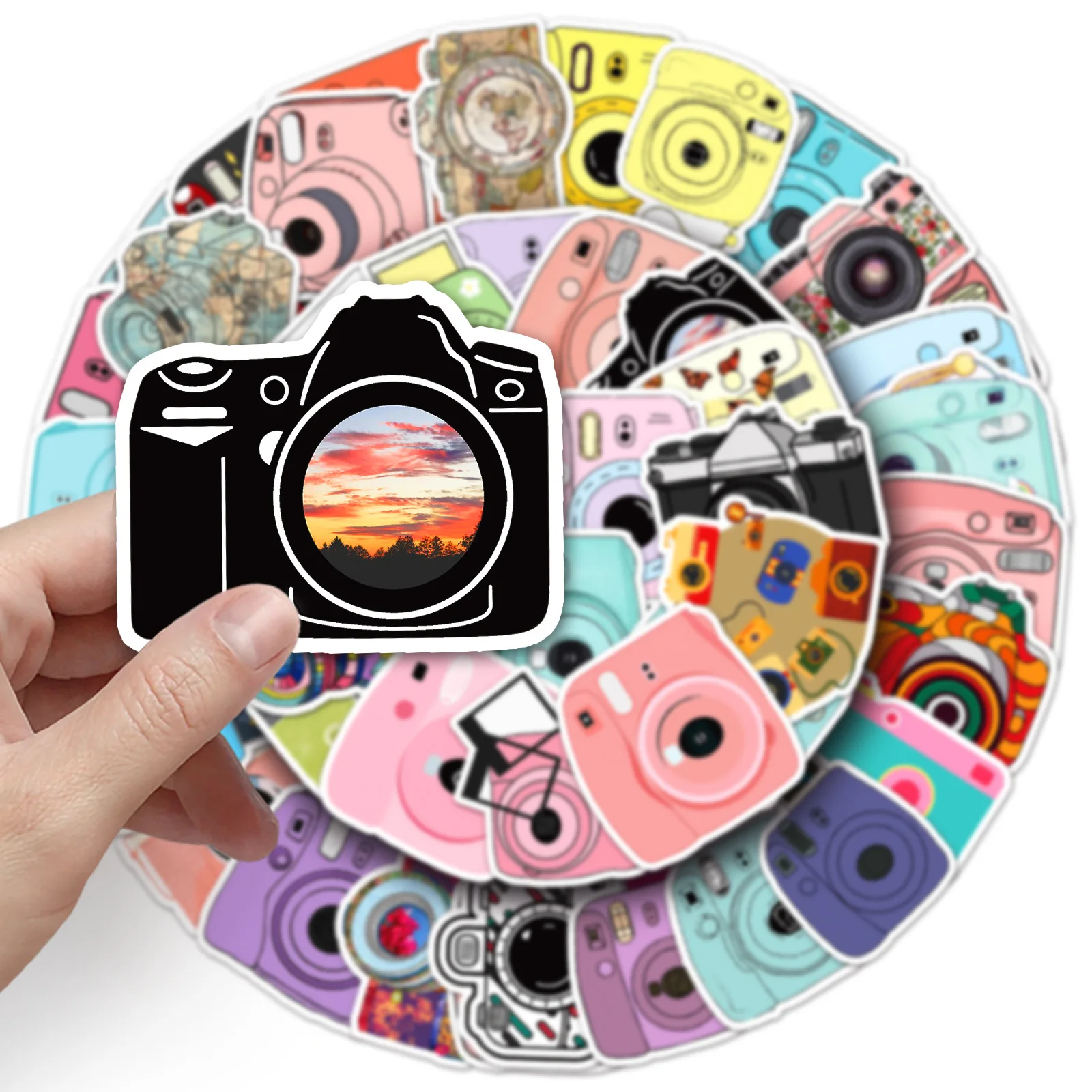 50Pcs Cartoon Camera Series Graffiti Stickers Suitable for Laptop Helmets Desktop Decoration DIY Stickers Toys Wholesale