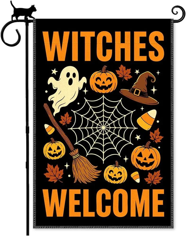 Witches Welcome Autumn Halloween Ghost Garden Flag Gifts for Family yyi