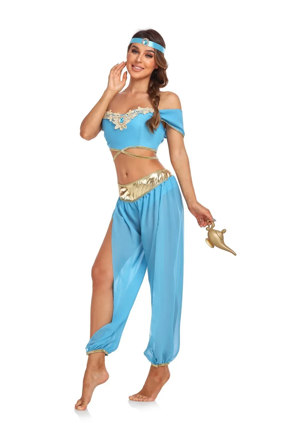 Costume di scena per adulti principessa Jasmine cosplay di Halloween