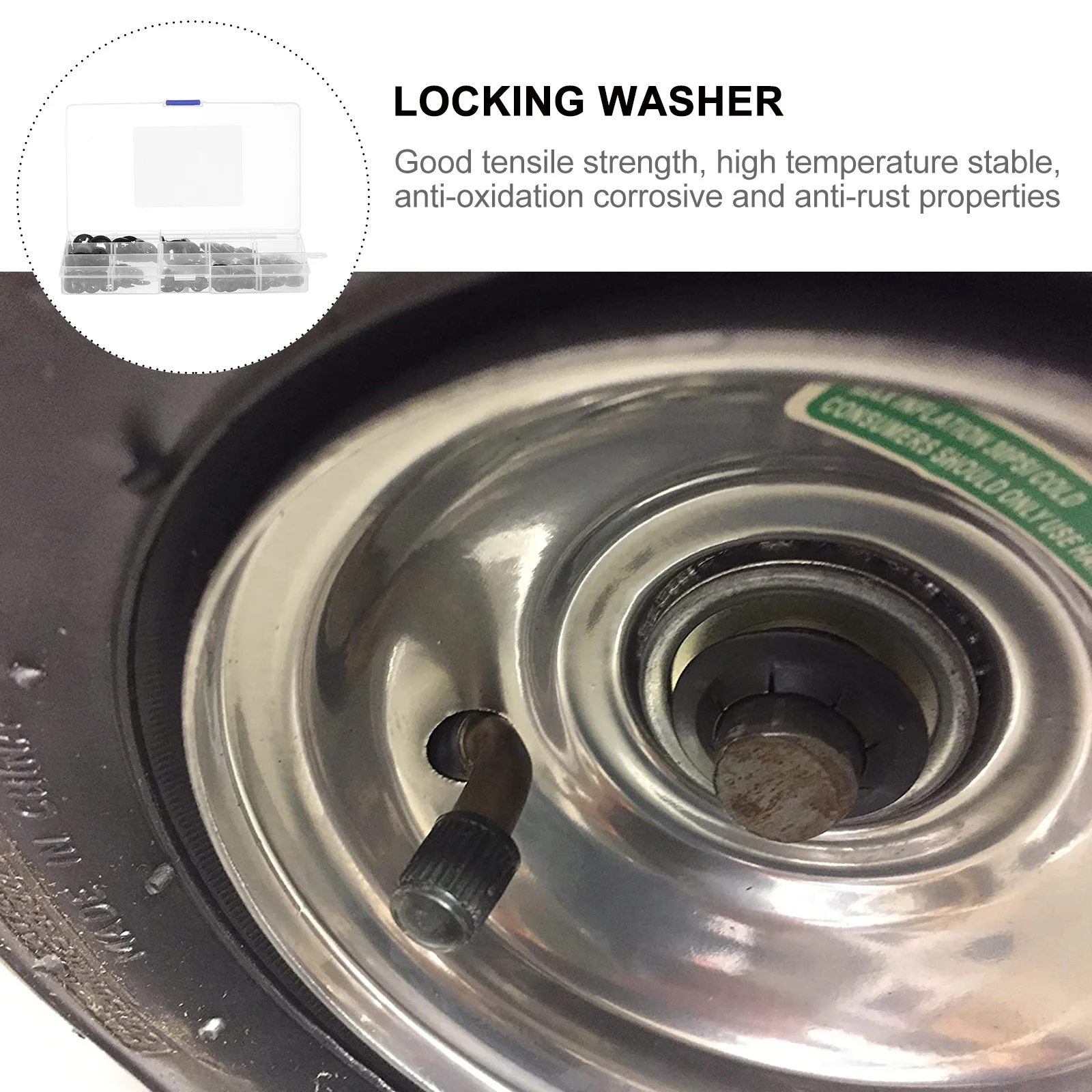 

340pcs Locking Washers Assortment Kit For Fasteners Speeds Clips Black Locking Washer Washer Durable Rust Resistant