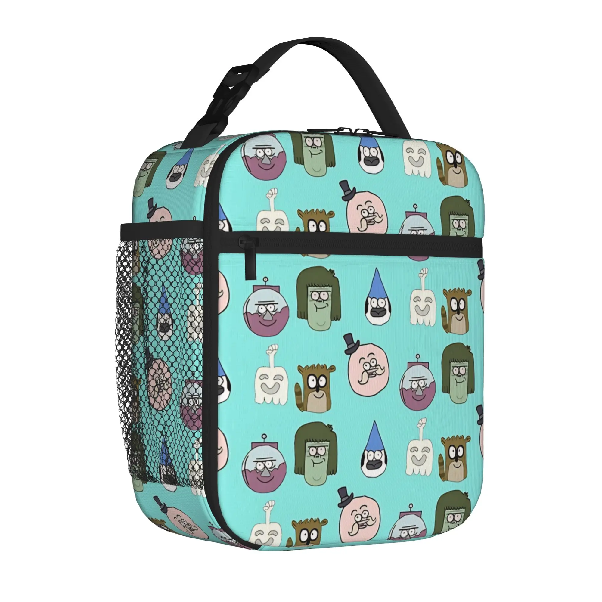 1 Piece Zipper Closure cute bird couple  Storage Bag Pocket R-Regular show School Lunch Food Box Reusable For Lunch Food Bag