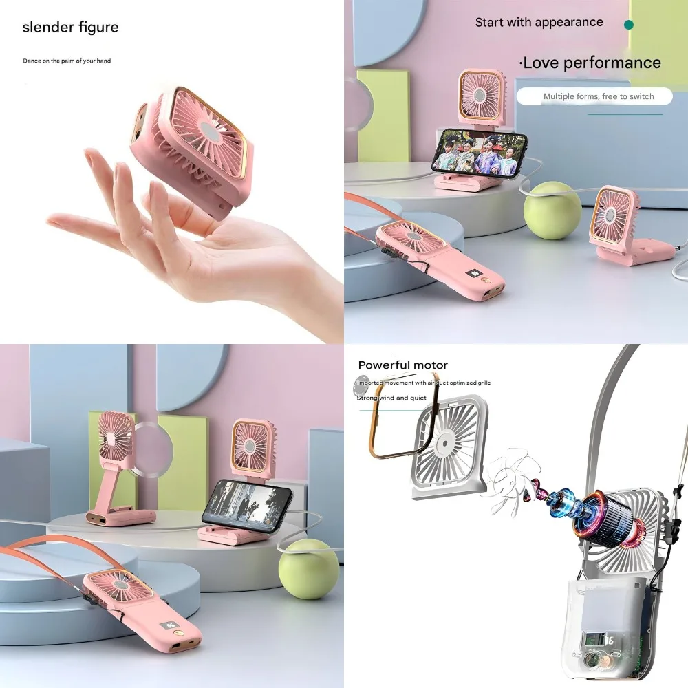 Portable Mini Desk Fan with 180° Adjustable Head, USB Rechargeable, 3-Speed, 3000mAh Battery, Digital Display, Perfect for Home