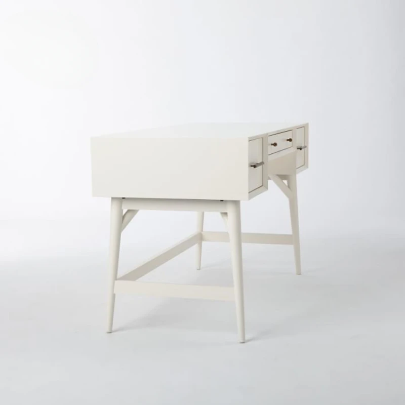 Nordic minimalist dresser, modern solid wood desk, white study computer desk, mid-century retro style desk