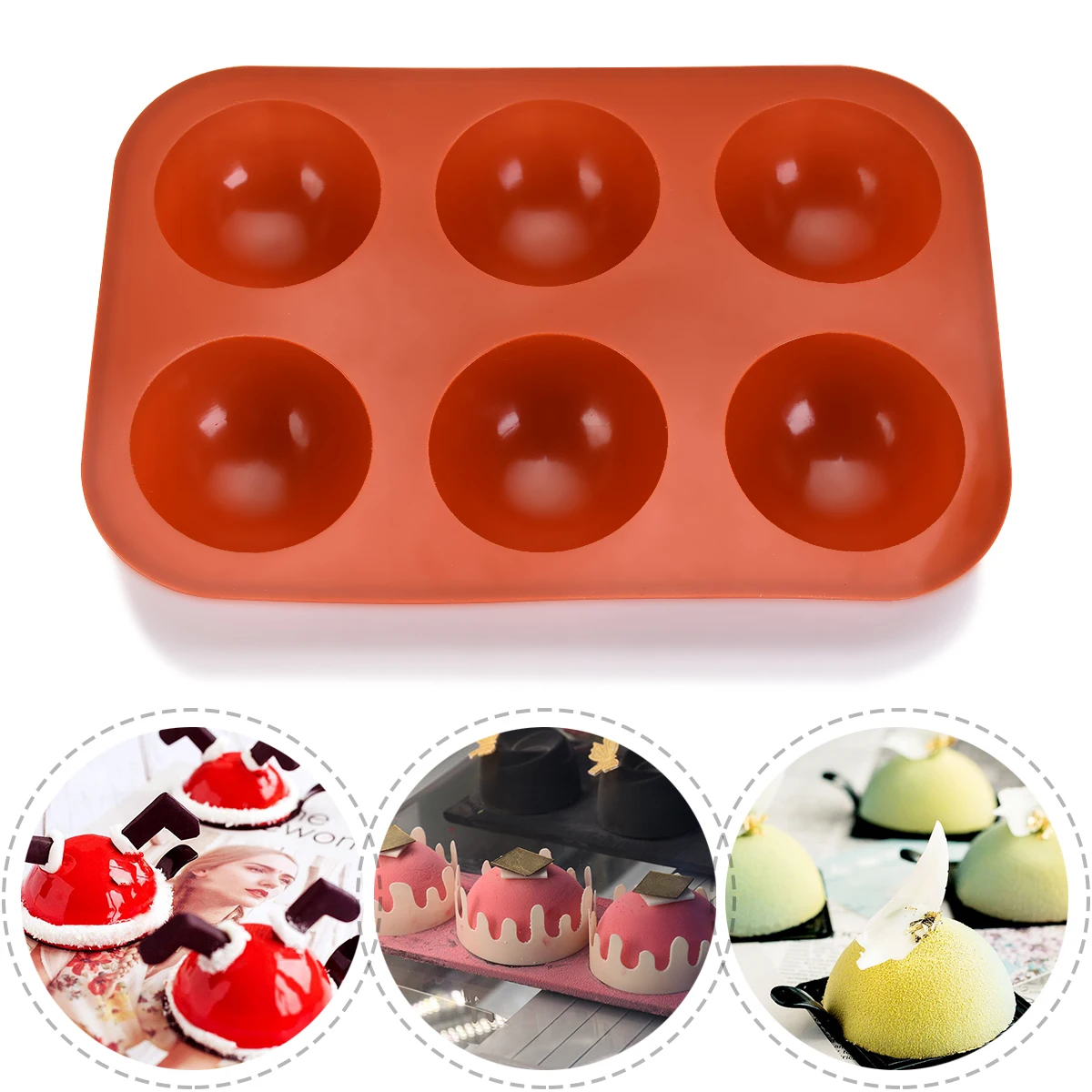 Medium Semi Sphere Silicone Mold, 4 Packs Baking Mold for Making Chocolate, Cake, Jelly, Dome Mousse