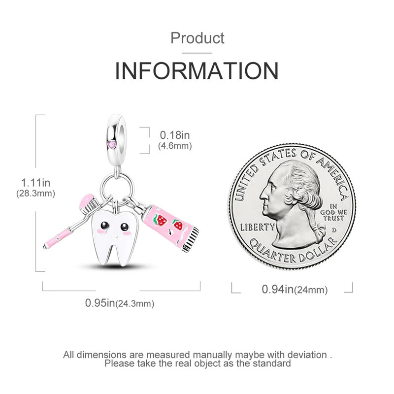 Neue 925 Sterling Silber Zahnpflege-Charms Perlen für Frauen, passend für Original-Armbänder, DIY Geburtstagsparty Schmuckgeschenke – Detail 3