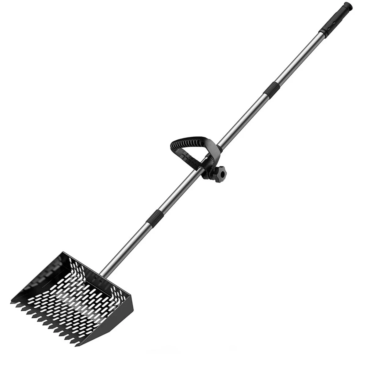 Novo colher de cocô de frango, pá de colher de 10 polegadas pá de peneiração de areia com alça de aço inoxidável ajustável de 35 a 62 polegadas
