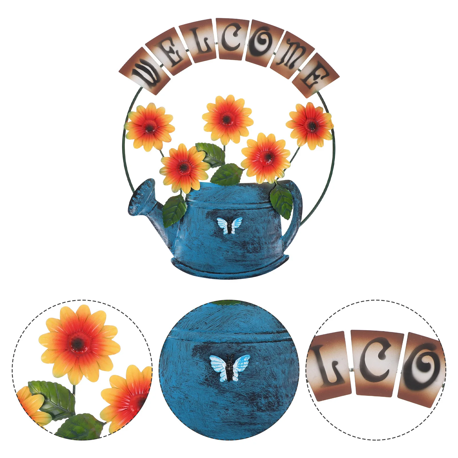 

Sunflower Welcome Sign Metal Front Door Decor Rustic Farmhouse Wall Art Outdoor Indoor Hanging Plaque Spring Summer Autumn