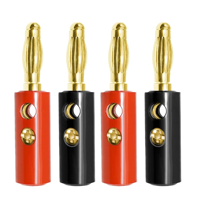 40/200Pcs 4mm Gold Plated Speaker Banana Connector Horn Plug Compatible with Up To 3mm Diameter of Speaker Cable