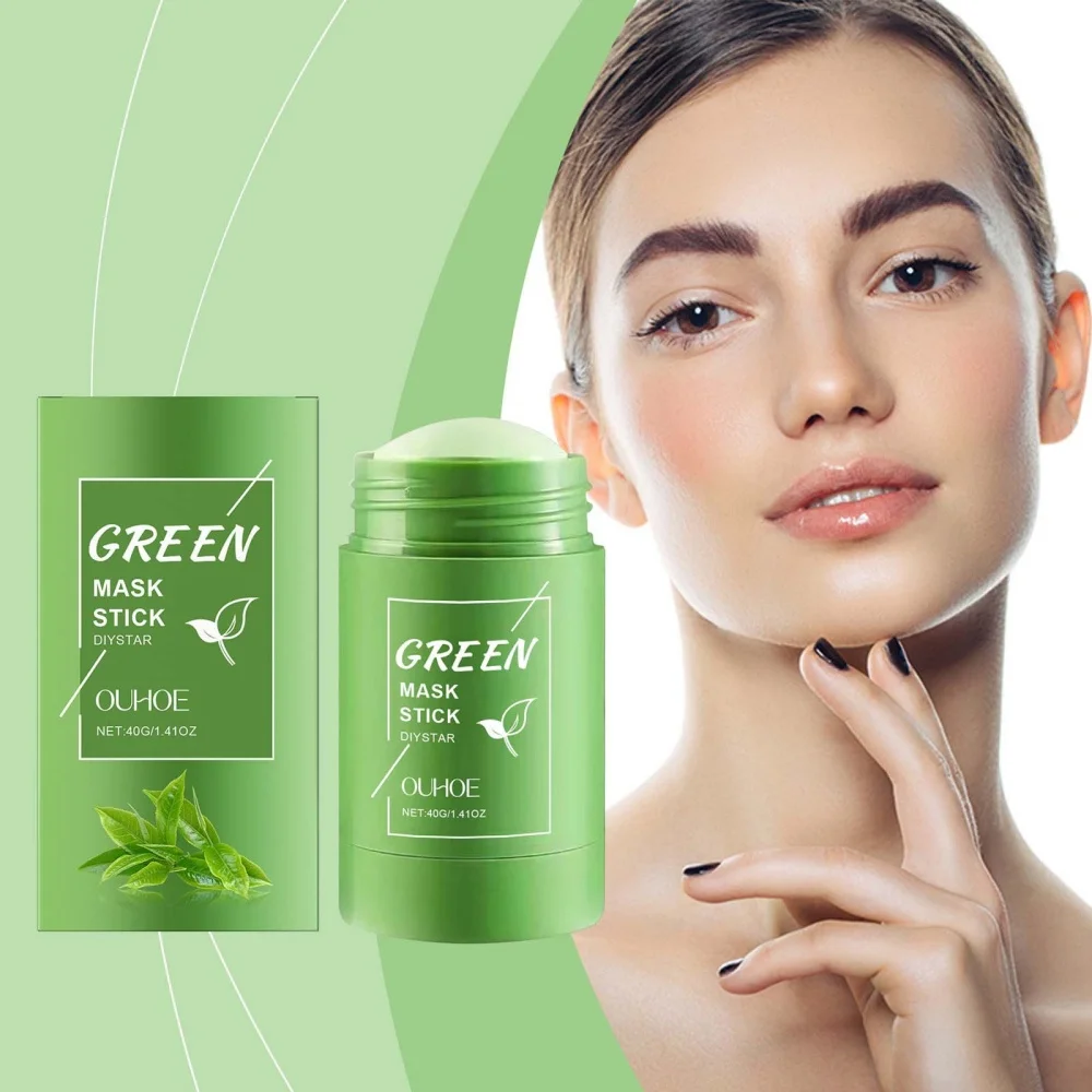 

Green tea cleaning solid facial mask stick cleans pores, dispels acne, controls oil, desalinates moisture, beautifies skin