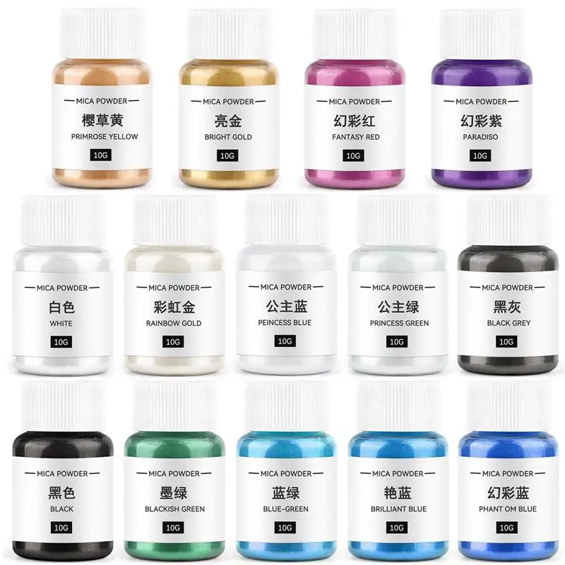 10 G/Bottle Epoxy Resin Dye Mica Powder Powdered Pigments Set Resin Mica Pearlescent Resin Pearl Micas Colorants Resin Crafts