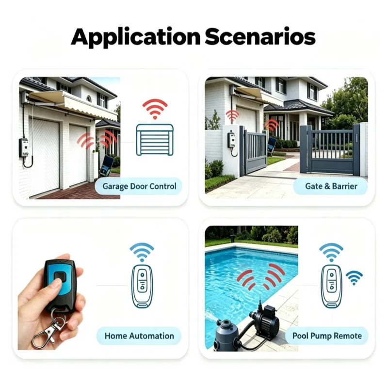 DC 12V 1CH 433MHz RF Relay Mini Receiver Module Optional 1/2 Button Key Fob Remote For Light Pump Garage Door Control