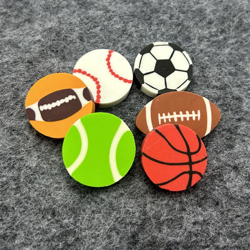 35Pcs Students Stationary Novelty Pencil Rubber Eraser For Children Kids Cartoon Football Basketball Mini Eraser School Erasers
