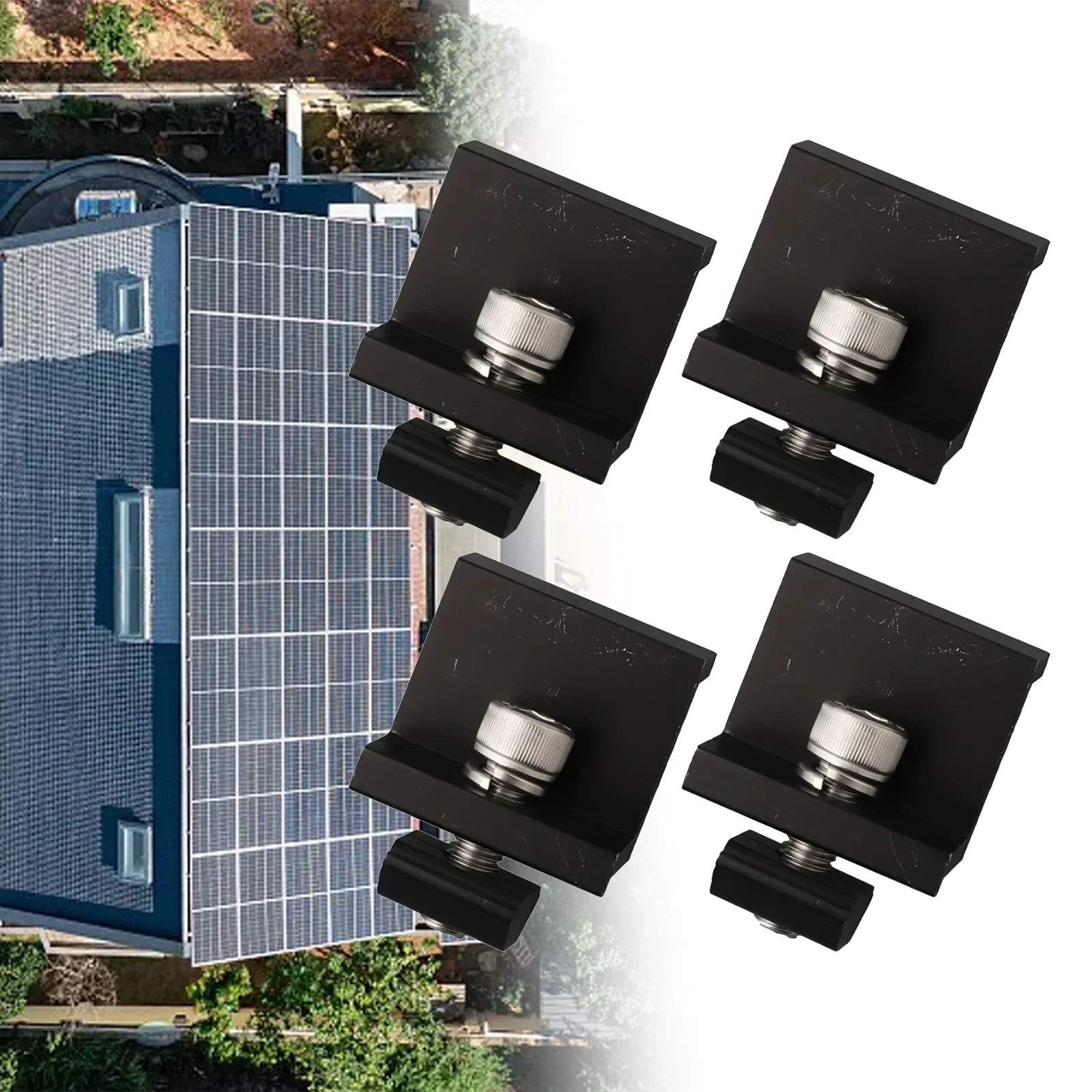 30/35mm Solar-Modules PV Brackets Trapezoidal Sheet Flat Roof Aluminium Mounting Rail End Clamp PV Solar-Panel Mount Accessories