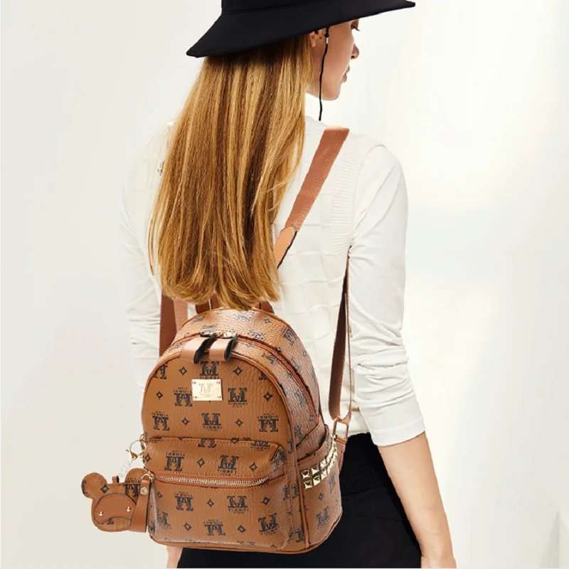 2025 한국 신상 명품 고급 가죽 백팩 여성용 대용량 더블 지퍼 숄더백 스쿨백