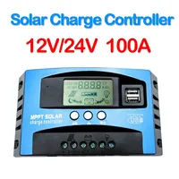 MPPT 30/40/50/60/80/100A Solar Charge Controller 12V 24V Dual USB LCD Display Auto Cell Panel Charger Regulator with Load