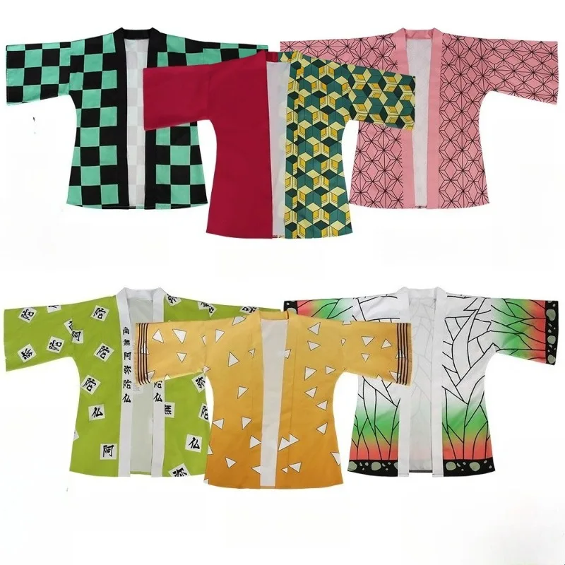 Disfraz de Anime Demon Cosplay Slayer Kamado Nezuko Kanroji Mitsuri kimonos Haori abrigo para mujeres y hombres traje de fiesta de Halloween