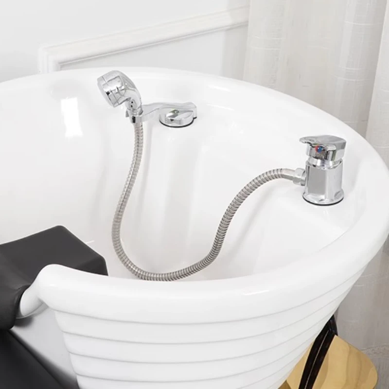 كراسي شامبو فاخرة لغرفة المعيشة كراسي شامبو لمستحضرات التجميل بذراع من جلد البولي يوريثان الحديث أثاث صالونات التجميل للاسترخاء أثاث صالونات الصالون المعدنية #5