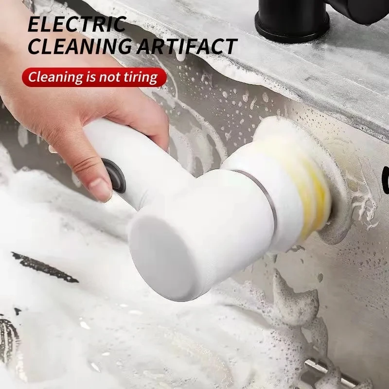 Electric Cleaning Brush Wireless Kitchen Bathroom Household Cleaning Brush Rechargeable Rotary Scrubber IPX7 Waterproof