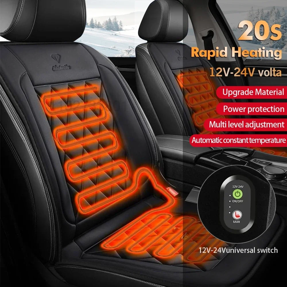 

1/2pcs Winter Heated Car Cover 12V Heating Warmer Car Cushion Auto Car Protector Cover Car Accessories