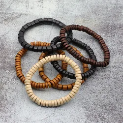 Noter Wooden Bracelet Men Vintage Wenge Wood Beads Braclet Homme Gift For Boyfriend Husband Accessories Pulsera Hombre Jewelry